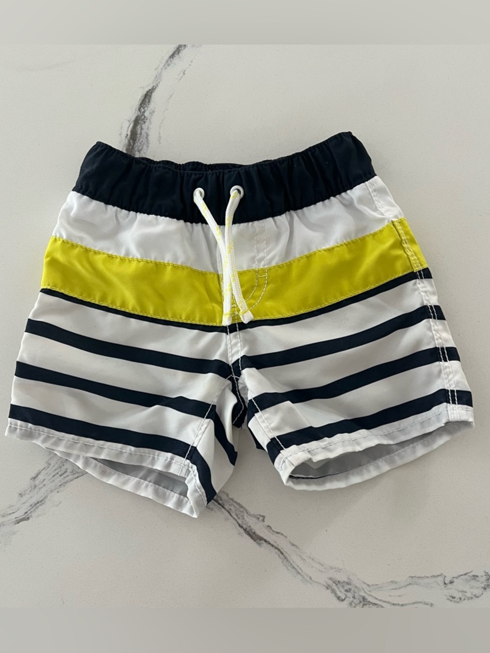 3/$10! GAP Baby Striped Swim Shorts in Navy White and Yellow Size 3-6 M